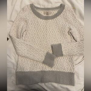 LOFT Women's Textured Cream and Gray Sweater